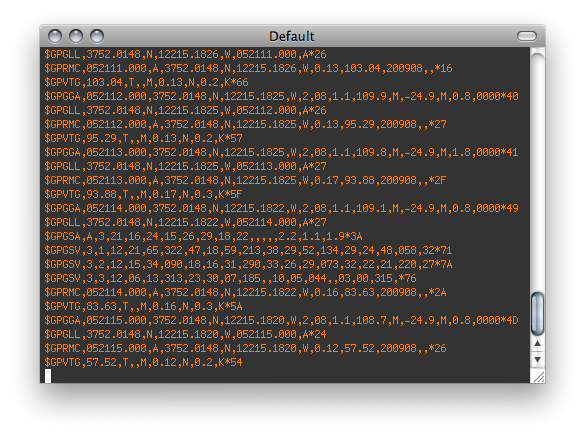 Sample NMEA 0183 Strings